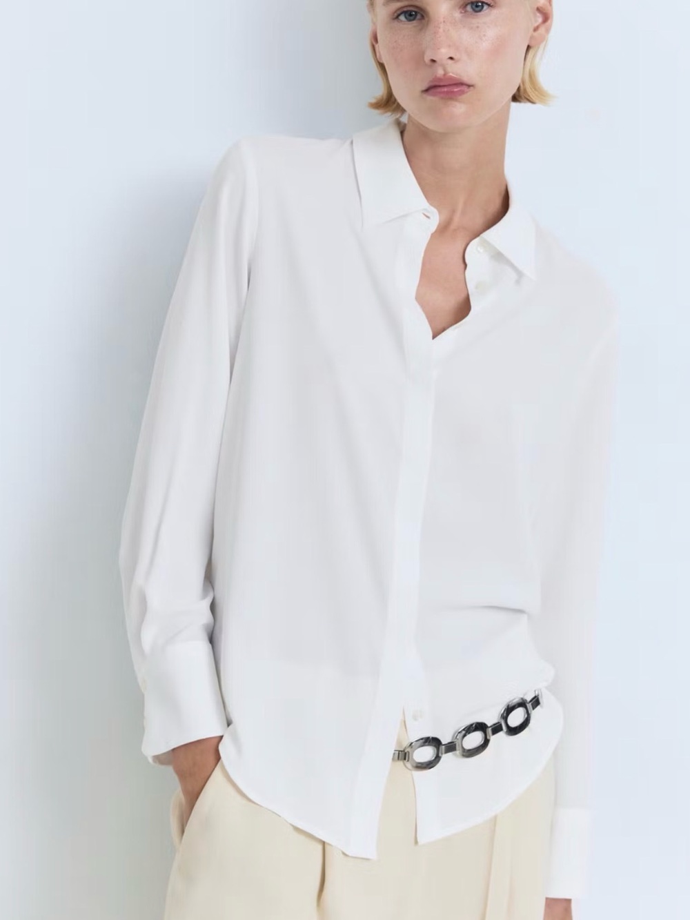 Mango Women's White Button-Down Shirt